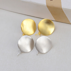 Boucles d'oreilles ovales en argent S925 avec jadeite, support pour cheveux en forme de pneu, boucles d'oreilles simples en perles, accessoires de bricolage, style religieux, vides - Product Image 1