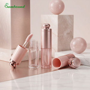Custom 6.3ml Polygonal Lip Gloss Tube with Silicone Tip <b>Pink</b> Eco-Friendly PET Injection <b>Bottle</b> - Product Image 1