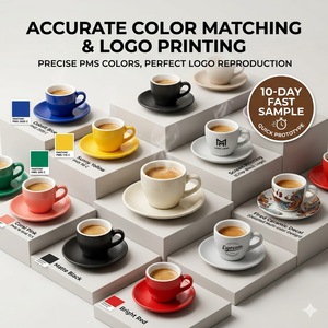 ชุดถ้วยชาและกาแฟเซรามิกแบบขายส่ง OEM ปรับแต่งได้ ปลอดภัยสำหรับเครื่องล้างจาน ถ้วยเอสเพรสโซ่พอร์ซเลนแบบหนา - Product Image 2