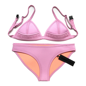 OEM ODM Bikini usine personnalisé en néoprène pour les femmes Sexy ado bretelles triangle string Bikini fendu crochet maillot de bain maillot de bain - Product Image 4