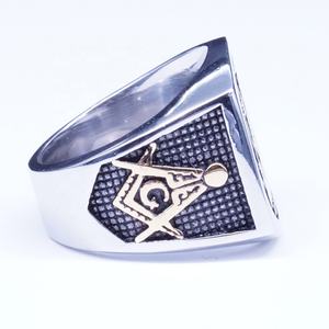 Masonic Knight Templar Cincin Pria, Gratis Cincin Mason Stainless Steel - Product Image 2