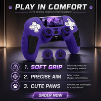 Coque de protection en silicone souple antidérapante pour manette PS5 avec capuchons de poignées et autocollant tactile