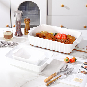 <b>Ceramic</b> Double-Eared Baking <b>Pan</b> Rectangle Large Capacity Oven Safe For Home Use - Product Image 3