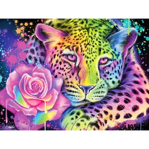 DIY Acrylic Painting by Number Leopard with Ready Frame Wholesale Flower Customize Canvas Drawing Animal Big Size Kits