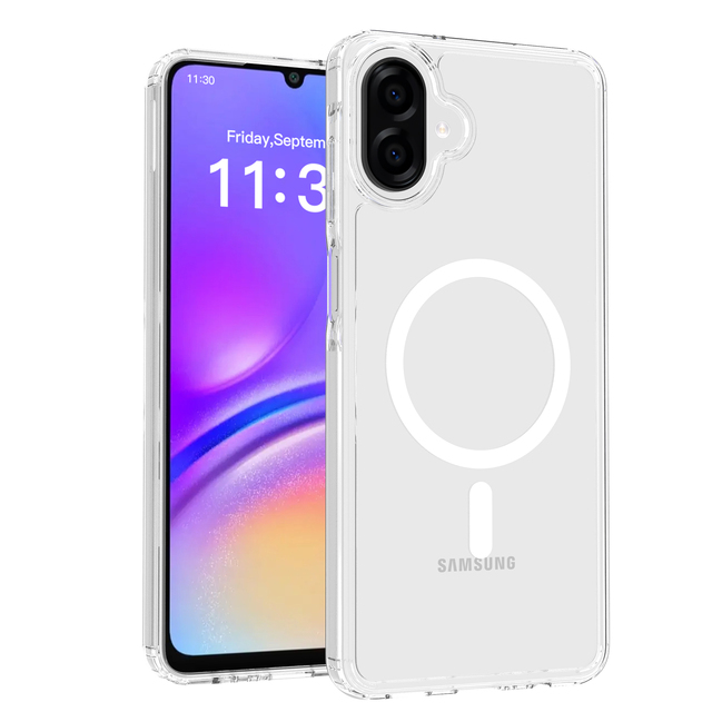 For Samsung Galaxy A07 Clear Case Magnetic, Anti-Scratch Slim TPU+PC 2 in 1 Shockproof Mobile Phone Cover for Samsung Galaxy A07