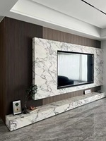 Meuble mural TV moderne personnalisé HAIYUE, panneau de fond TV en marbre avec armoire murale décorative pour salon