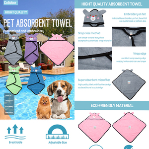 COLLABOR büyük Pyrenees havlu Pet iyi absorbans nazik cilt dostu Pet köpek havlusu mikrofiber Pet yaka tükürük havlusu - Product Image 2