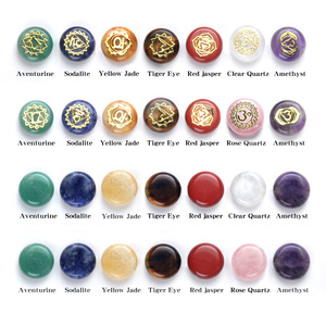 Juego <span class=keywords><strong>de</strong></span> 7 Piedras <span class=keywords><strong>de</strong></span> Cristal Naturales con Símbolos <span class=keywords><strong>de</strong></span> Reiki, Piedras <span class=keywords><strong>de</strong></span> los Siete Chakras, Discos Redondos para Yoga - Product Image 2