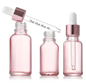 Пользовательская необычная розовая градиентная цветная стеклянная бутылка-капельница для косметических масел, эссенций, контейнер serume
