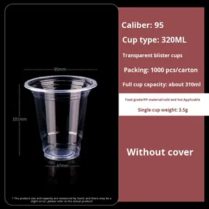 95 Calibre Dùng Một Lần Cốc Nhựa Trong Suốt PP Nắp Cho Trà Sữa Cà Phê Nước Trái Cây Đồ Uống Tùy Chỉnh Thương Mại Sữa Đậu Nành Cốc - Product Image 6