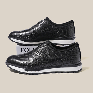 Chaussures décontractées pour hommes de conception italienne de luxe, respirantes, en cuir de vache véritable, baskets habillées - Product Image 2
