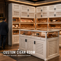Humidor de Luxe Personnalisé pour Salon à Cigares avec Extraction de Fumée, Intérieur en Cèdre Espagnol pour Hôtels, Clubs et Projets Commerciaux