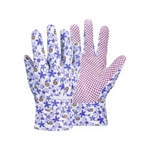 Guantes de Jardinería de Algodón con Diseño Floral, Puntas de los Dedos Texturizadas Antideslizantes, Puño Recto, Uso General - Product Image 1