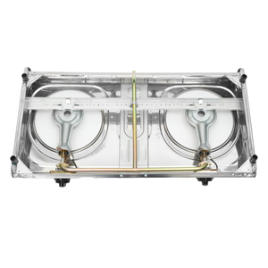 Réchaud à gaz compact, portable et élégant en acier inoxydable à double brûleur <span class=keywords><strong>pour</strong></span> usage extérieur et en camping-car - Product Image 6