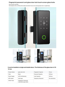 Tuya App Smart Fingerprint Lock Glass Door Apartments Cloud <b>Memory</b> <b>Card</b> Data Storage Options Wi-Fi Enabled Semiconductor - Product Image 5