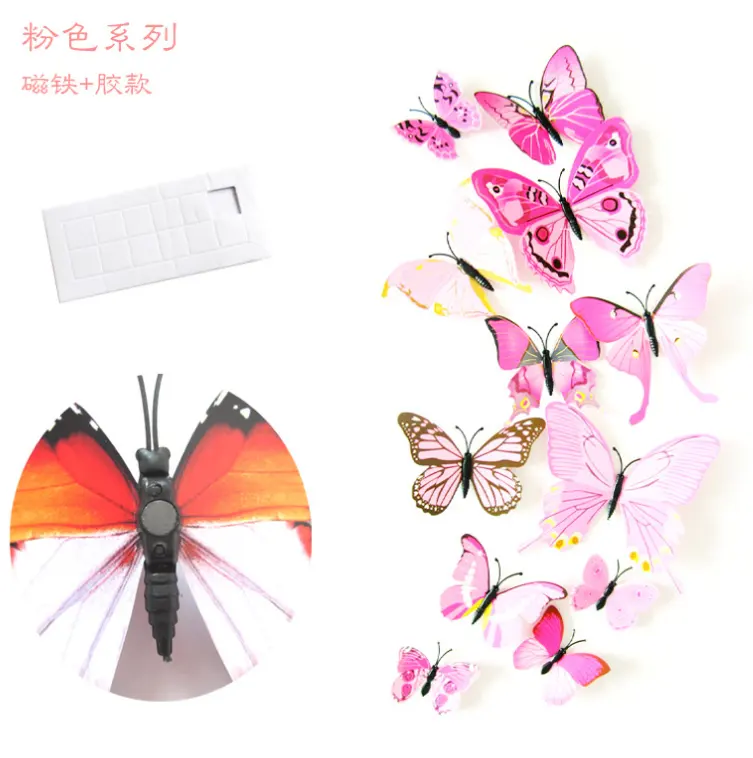 Adesivo de parede 3d de borboleta, adesivos de borboleta para decoração de casa, faça você mesmo para festa de casamento, geladeira, adesivo bonito