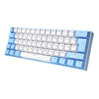 Keyboard Mekanik RGB Rusia 60% dengan Keycap Rusia Transparan, Cover Pink Biru, Keyboard Notebook untuk Gaming dan Kantor