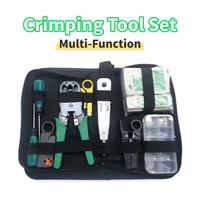 Kit d'Outils Réseau Professionnel Tout-en-un avec Poinçon, Testeur de Câble, Dénudeur et Pince à Sertir pour Câblage et Terminaison, Sac en Nylon Inclus