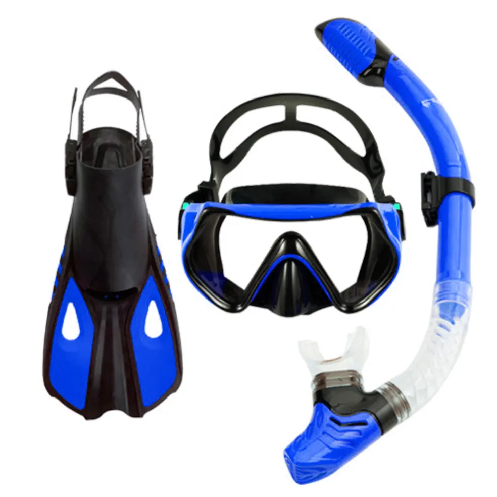 Dry Top Anti Fog Scuba Diving Mask Fins Flippers Snorkel Set with Panoramic View Dive Snorkeling Gear for Adults Kids