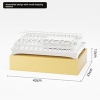 Étagère de cuisine blanche multifonctionnelle sur pied, non pliable, à double niveau, en métal, pour le séchage et le rangement des tasses, bols et assiettes