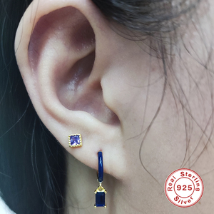 ROXI Boucles d'oreilles créoles en émail avec pendentif zircon en forme de pain français en argent sterling S925, multicolores au choix, style mode - Product Image 5