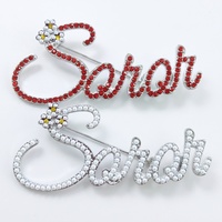 Broche personnalisée OEM avec logo, lettres grecques, souvenirs universitaires, strass et cristaux, bleu et blanc, pour sororité