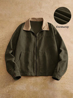 Veste de baseball pour homme, automne-hiver, taille européenne, en velours côtelé et velours, avec blocs de couleur, coupe ample, poches décontractées