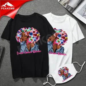Beautiful flower breast cancer warrior girl cotton women tops blouses and t shirts