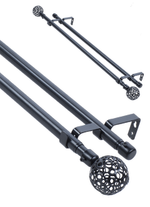 ราวแขวนผ้าม่านคู่แบบคลาสสิกสีดำ รุ่นดั้งเดิม พร้อมขายึด 3 จุด ไม่มีห่วง ขนาด 86"-120" นิ้ว ยี่ห้อ <span class=keywords><strong>Yobai</strong></span> รุ่น MPRJ-02 สำหรับห้องนอน/สำนักงาน - Product Image 2