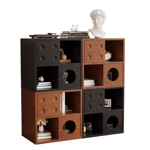 Meuble modulaire en bois massif avec tiroirs, style vintage, unité de rangement pour salon, idéal pour petits appartements et support TV - Product Image 4