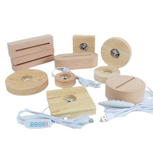 Nhà máy tùy biến OEM/ODM phòng ngủ bầu không khí chiếu sáng bằng gỗ cơ sở hiện đại USB ổ cắm pha lê bóng đèn ngủ LED bảng đèn - Product Image 1