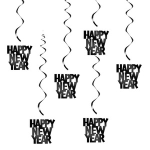 Decoraciones Colgantes en Espiral <span class=keywords><strong>de</strong></span> <span class=keywords><strong>Año</strong></span> Nuevo, Serpentinas <span class=keywords><strong>de</strong></span> Techo Doradas, Plateadas y Negras para Fiestas <span class=keywords><strong>de</strong></span> Nochevieja - Product Image 3
