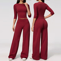 Ensemble de yoga haut de gamme TongJoes pour le marché international – Tenue décontractée pour femme avec taille semi-élevée et revers, anti-transpiration
