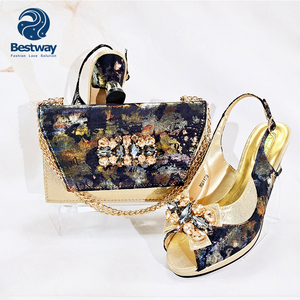 Bestway sepatu perempuan hak 38-43 2.55 inci sepatu pesta dan tas Set sepatu Italia tas tangan wanita - Product Image 2
