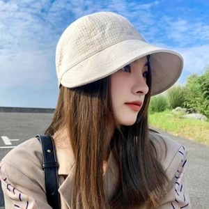 Waffle Bucket <b>Hat</b> Women Breathable Sun Protection <b>Hat</b> Spring <b>Summer</b> Fashion Solid Color Beige Black Brown Khaki - Product Image 4