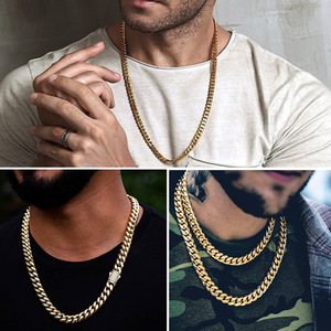 Nuevo diseño de cadena de eslabones cubanos de moda para hombres de acero inoxidable chapado en oro de 18K para hombres Punk Hip Hop pulsera collar cadena cubana - Product Image 2