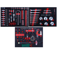 Chariot à outils mobile professionnel pour garage et atelier avec ensemble d'outils en mousse EVA de 158 pièces et ensemble d'outils professionnels pour mécaniciens dans un coffret rigide