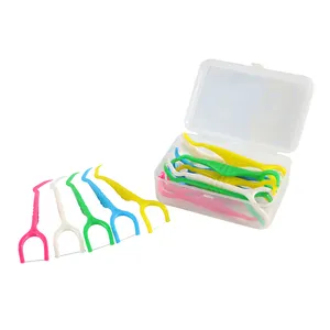 16 pcs包装在塑料盒Y形状牙线牙签牙签