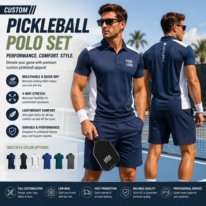 Ensemble polo de pickleball personnalisé Vexa pour homme – Maillot et short de performance, uniforme de club, vêtements de sport, fabrication OEM, marque privée - Product Image 1