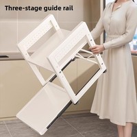 Étagère de four à micro-ondes moderne pliable à double niveau en acier au carbone, rangement de cuisine polyvalent avec conception mobile