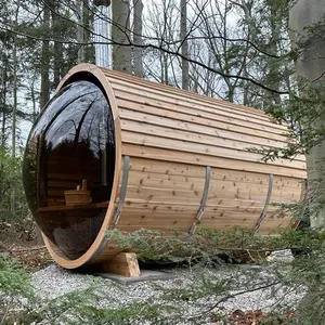 Houten Vat Buiten Panoramische Stoomdoucheruimte Met Droge Sauna Hoekkamer Voor 4 Buiten 2 In 1