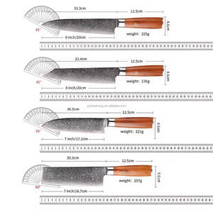 Ensemble de couteaux de cuisine en acier Damas à 67 couches, couteau de chef Kiritsuke Santoku <span class=keywords><strong>Nairi</strong></span>, couteau à steak, couteau utilitaire, accents en bois d'olivier - Product Image 2