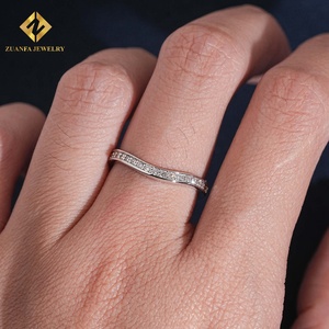 Anillo de boda curvado en forma de V con diamantes cultivados en laboratorio, anillo de compromiso y eternidad para mujer - Product Image 5