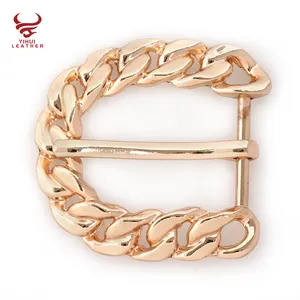 Wholesale Fancy designer gold metal flower buckle golden pin belt buckle women