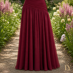 Abito da Sera Corto Monospalla con Scollo a Cuore e Dettagli Drappeggiati in Chiffon Tinta Unita, con Vita Naturale, Personalizzabile per l'Ingrosso - Product Image 4