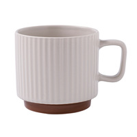 Tasse à cappuccino et latte de haute qualité européenne, style nordique moderne, à rayures verticales, en céramique, compatible lave-vaisselle et micro-ondes