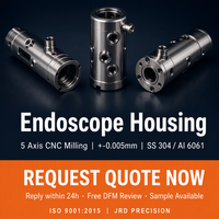 Boîtier d'endoscope de qualité médicale usiné CNC 5 axes de précision, acier inoxydable 304 de 0,005 mm, certifié ISO 9001, usinage par électroérosion à fil et brochage