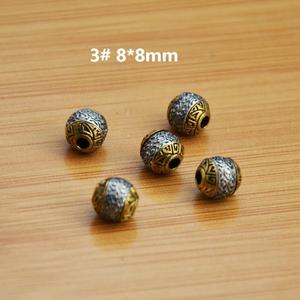 Cuentas redondas de dos tonos, plateadas y doradas, estilo antiguo, con diseño de ondas de agua budistas, para accesorios de joyería DIY. - Product Image 4