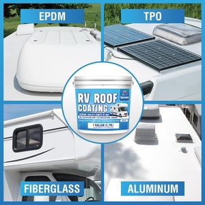 Scellant et revêtement de toit en silicone blanc pour <span class=keywords><strong>camping</strong></span>-<span class=keywords><strong>car</strong></span>, 1 gallon, imperméable, réfléchissant solaire, réparation des fuites pour remorques, <span class=keywords><strong>camping</strong></span>-cars, motorhomes - Product Image 4