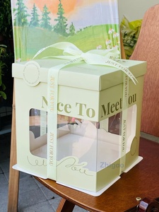 Boîte à gâteau en carton transparente rectangulaire portable personnalisée en forme de carré blanc - Product Image 2